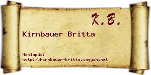 Kirnbauer Britta névjegykártya